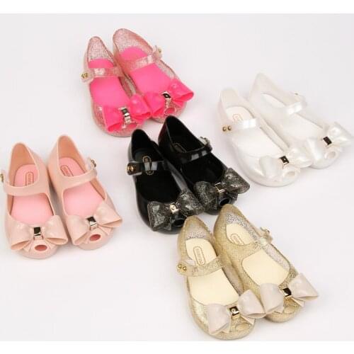 Childrens Summer Shoes Mini Melissa Sparkle Bowknot fashion sandals Kids Girls Beauty and the beast rose jelly shoes SH0104