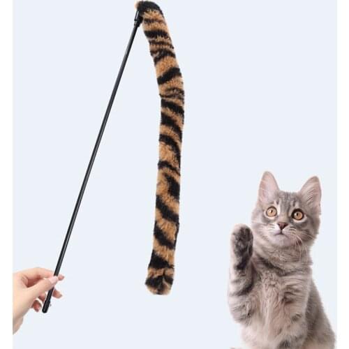 Cat Toy Leopard Tail Cat Teaser Animal Tail Cat Interactive Toy Funny Rod Teaser Wand Pet Cat Supplies Cat Dog Products Outdoor