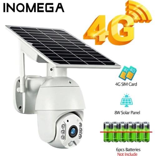 INQMEGA 4G 1080P Low Power Solar camera Waterproof HD Camera Dual Solar Panel Outdoor Monitoring audio Voice Intrusion Alarm Cam