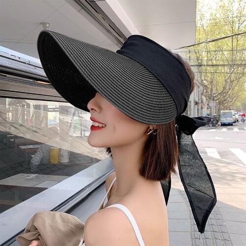 Womens Summer Cap Solid Color Sunscreen Big Visor Protection Caps Vacation Sun Hats For Women Sunshade Beach Hat кепка женская