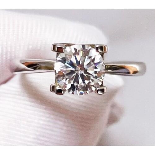 Moissanite Ring simple Bull head 50 point 0.5CT 1CT 2CT 8 Hearts and 8 Arrows cut color D-F VVS 925 Sterling Silver diamond Ring