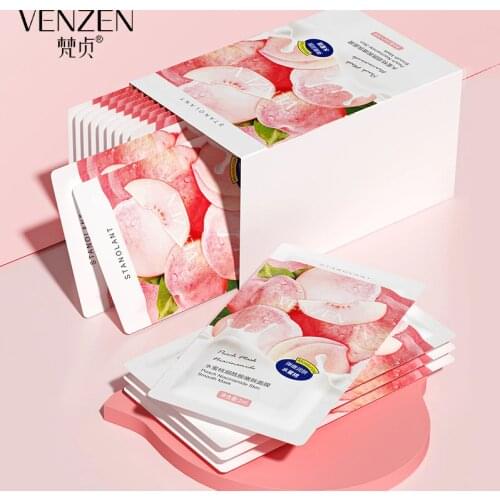 14pcs/lot Peach Niacinamide Sleeping Mask Shrink Pore Brush Mask Moisturizing Disposable Mask Skin Care Improve Roughness Skin