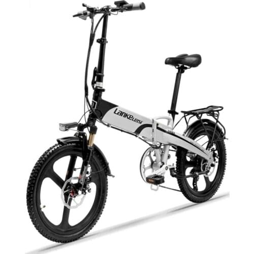 20 Inch Powerful Electric Bicycle, 400W 48V 10.4Ah/14.5Ah Lithium Battery, With LCD Display & Rear Carrier, Dual Disc Brakes