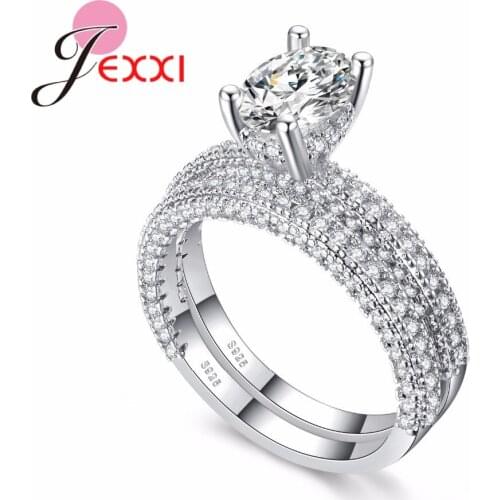 New Fashion 2 Pcs/Set 925 Sterling Silver Egg-Shape Ring Creative Two Color Rings Sets For Women Engagement Wedding Jewelry Ring