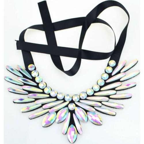 New Design geometric Crystal statement Necklace Factory direct deal Collar for Women Ribbon Collar Bib Pendants Chokers Necklace
