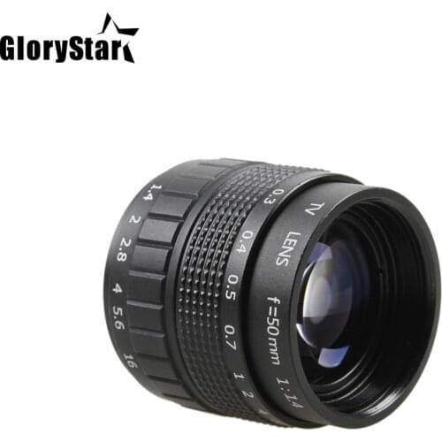 GloryStar 50mm F1.4 CCTV TV Movie lens+C Mount+Macro ring For Canon EOS EF EFS DSLR Camera 5D 6D 7D II III 70D 80D C-EOS