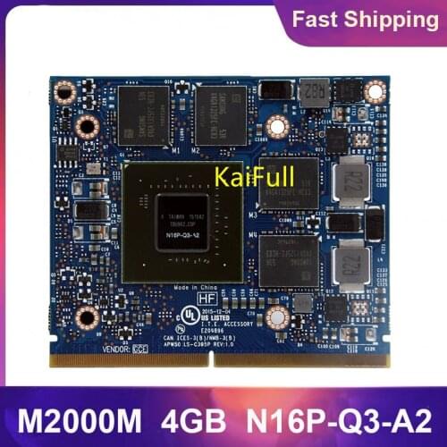 Original M2000M M2000 GDDR5 4GB Video Graphics Card N16P-Q3-A2 For Dell M7510 M7520 HP ZBook15 G3 100% Test