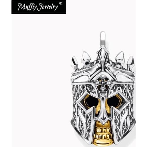 Pendant Skull Knight 925 Sterling Silver fit Necklace 2021 Brand New Fine Jewelry Europe Vintage Bijoux Rebel Gift For Woman Men
