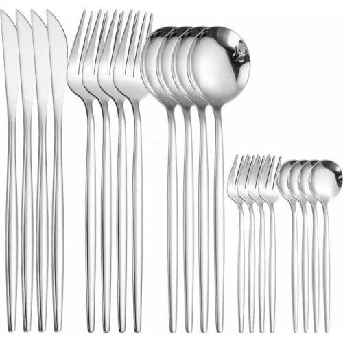 Tableware Set Silverware 20Pcs Cutlery Set 18/10 Stainless Steel Dinnerware Set Fork Spoon Knife Flatware Complete Luxury Dinner