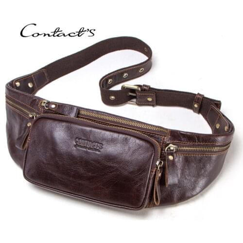 New Cow leather new casual small fanny pack men waist bag male waist pack for cell phone credit cards travel chest bag Handbags