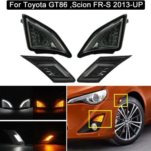 Clear / smoked Lens LED Side Marker Light And Corner Lamp Turn Signal Light DRL Daytime Light For Toyota GT86 Scion FR-S 2013-up