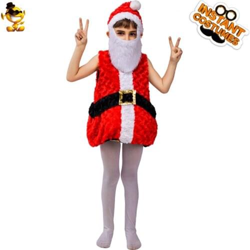 Unisex Kids Santa Claus Dress Costume Cosplay Christmas Costume for Children Fancy Dress Boy Girl Xmas Clothing