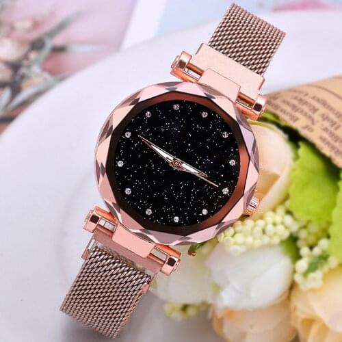 Explosions strap magnet watches ladies starry sky watches online lazy women watches wholesale