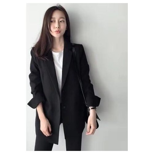 Blazer Women Spring and Autumn Suit Female Single-Breasted Long Sleeve Baggy Coat Veste Femme