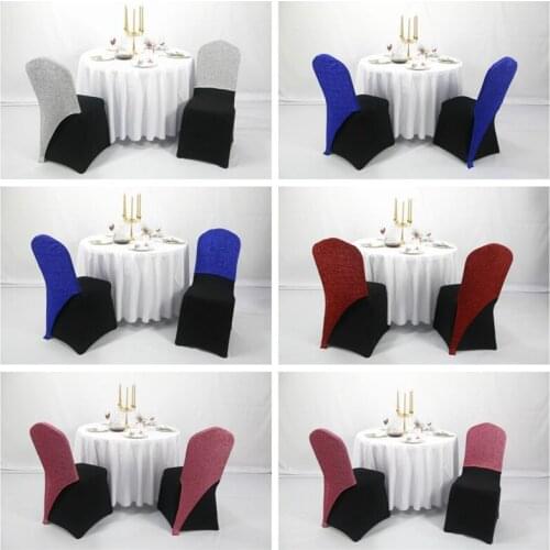 Gold Silver Sequin Chair Cap Hood Fit On Spandex Chair Cover Wedding Event Party Decoration