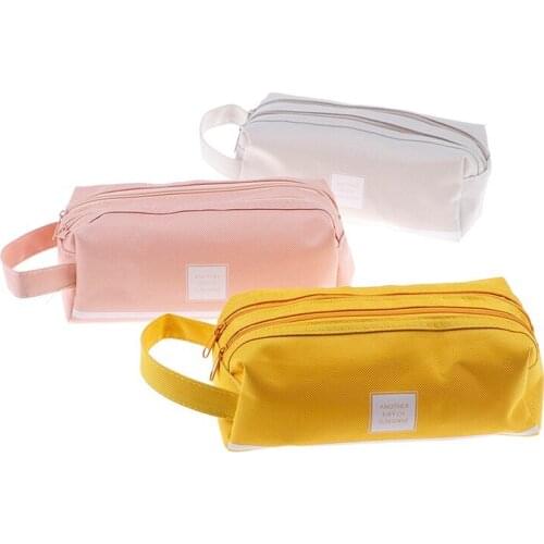 1pcs Double Zipper Large Pencil Case Kawaii School Pencilcase Big Pen Box