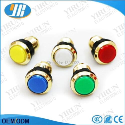 10 pcs 12V LED Illuminated button Chrome plated gold Push Button With Microswitch for Arcade start button