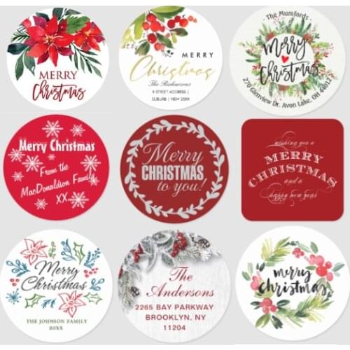 100PCS Christmas decoration,Custom labels,Merry Christmas Classic Round Stickers,navidad,Sealing Label Stickers,kerst noel