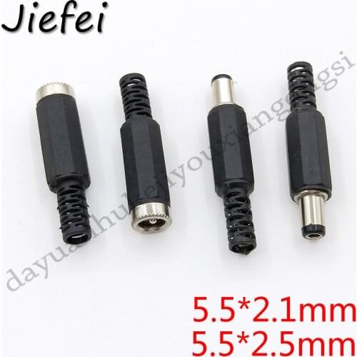 5pcs 5.5mm x 2.1mm / 5.5mm x 2.1mm Male / Femlae DC Power Plug Jack Adapter Connector 9MM