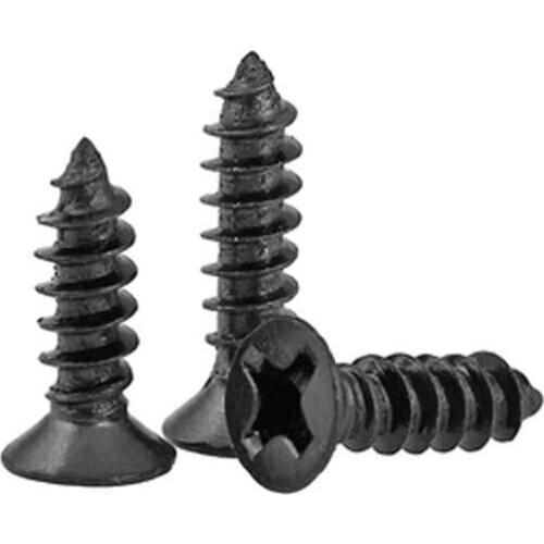 50pcs M1.6 flat head Phillips screw Cross Countersunk heads Self-tapping screws Carbon steel black 4mm-12mm Length