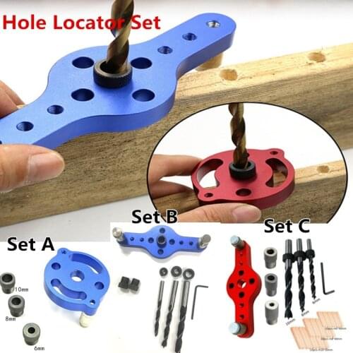 6/8/10MM Vertical Pocket Hole Dowel Jig Self-centering Drill Guide Kit Wood Panel Puncher Hole Locator