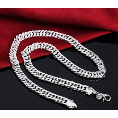 925 Sterling Silver Men Women 10mm Side Cuban Curb Chain Necklace On The Neck Hip Hop Vintage Fashion Wedding Jewelry Gift