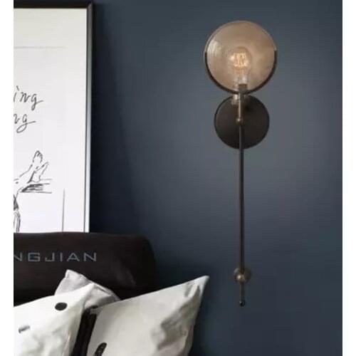 American retro clear glass led wall lamp copper luxtre metal luminarias wall sconces corridor lighting fixtures lamparas