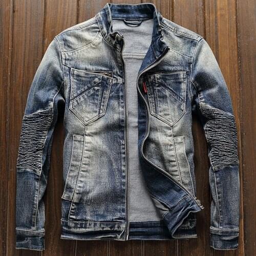 Free Shipping Mens Biker Jeans Jacket Coats XXXL Streetwear Brand Designer European Style Man Denim Coats XXXL Overcoats A199