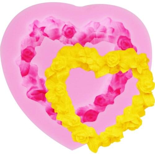 Free Shipping Kitchen DIY Creative 3D The New Cake Tool Fondant Cake Love Garland Heart Shaped Silicone Cake Mold A783