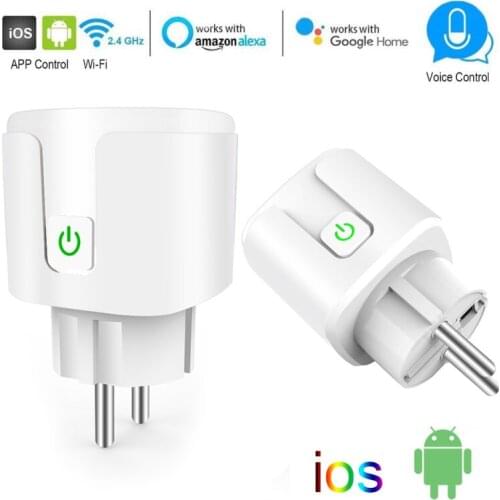 16A EU Smart Wifi Power Plug With Power Monitor Smart Home Wifi Wireless Socket Outlet Works With Alexa Google Smart Tuya App