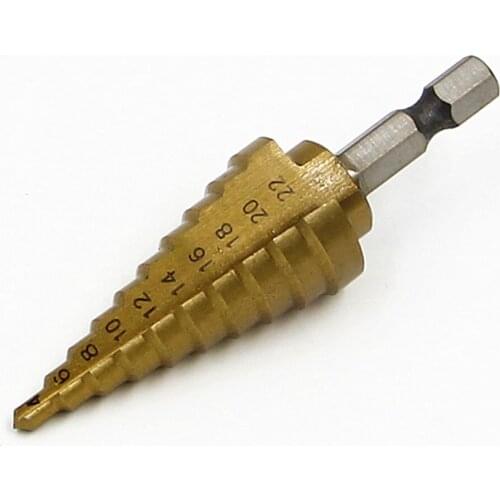 Hex Titanium Step Cone Drill Bit4-22mm High Speed Steel twist drill 10 Order Hole Cutter For Sheet Metalworking drilling machine