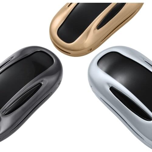For TESLA MODELX MODEL X 2014-2018 Aluminum alloy Car Key Cover Zinc Alloy+Leather Case Bag Keychain Skin Set Car accessories