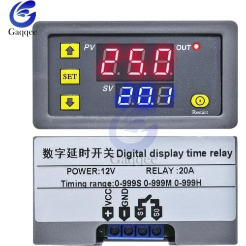 DC 12V Digital Cycle Timer Delay Relay Board Module with Dual Time Red/Blue LED Display Timing Relay Switch for Auto Car