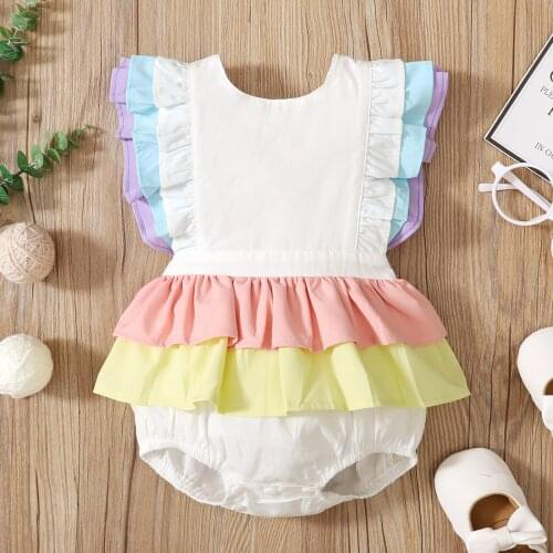 Baby Romper Newborn Clothing Baby Girl Cute Colorful Ruffle Cotton Kids Back Hollow Romper Jumpsuit Toddler Jumpsuits Bodysuits