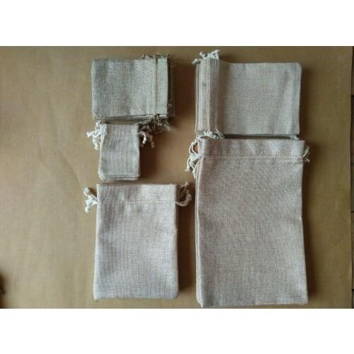 1pcs 10x14 13x18 15x20 20x30cm Natural burlap Jute bag wedding gift bag party favor bags drawstring pouch jewelry Packaging bag