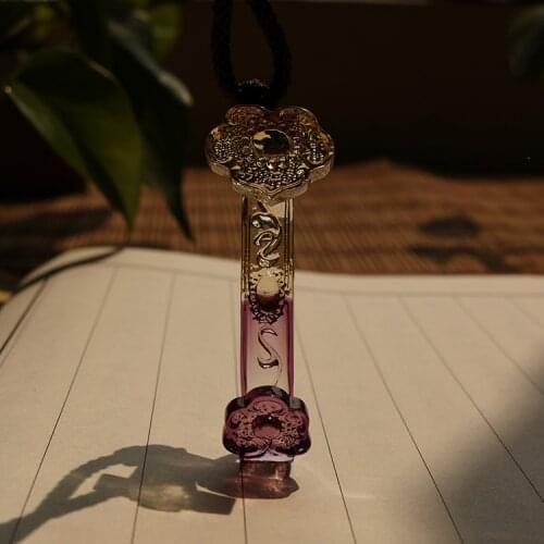Colorful Ruyi glass pendant, long style, ancient method, glass, necklace jewelry