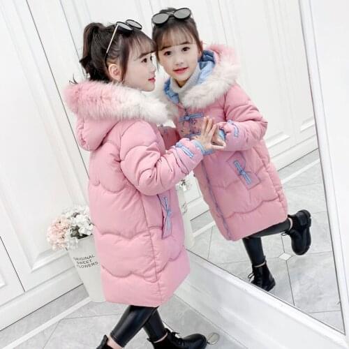 High Quality 2020 Winter Jackets Coat New Year Children Outerwear For Age 3 4 6 8 10 11 12 Yrs Baby Girl Fur Collar Hooded Coat