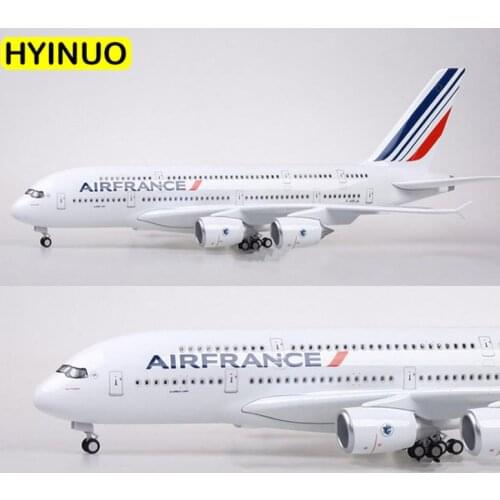 45.5CM 1/160 Scale Airplane Airbus A380 Air France Airline Model W LED Light & Wheel Diecast Plastic Resin Plane F Collection