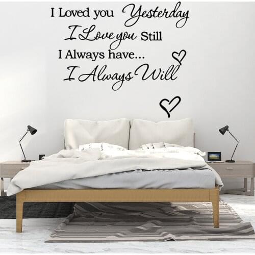 Fun I LOVE YOU YESTERDAY Text Art Sticker Waterproof Wall Stickers For Kids Rooms Decoration Art Decor Wallpaper
