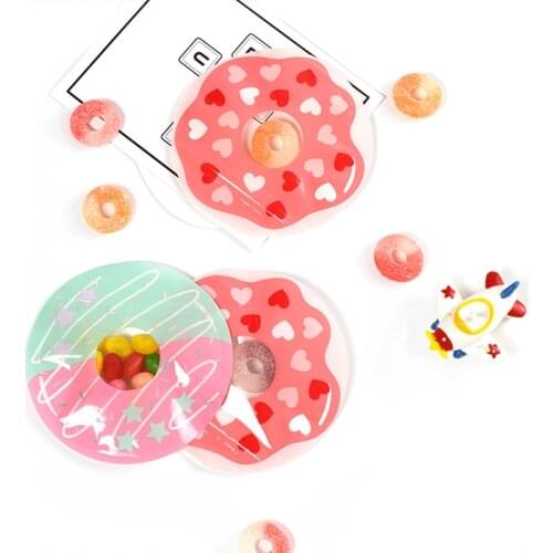 10pcs Cute Doughnut Candy Gift Box Transparent Plastic Dragee Baptism Box Baby Shower Wedding Party Ziplock Gift Bags Packaging