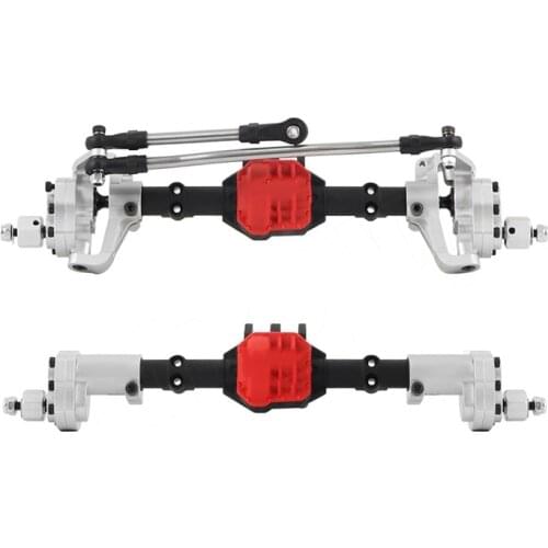 Aluminum Alloy Portal Front Rear Axles with Steering Link For 1/10 RC Crawler Axial SCX10 II 90046 90047 AR44 Axle Upgrade Parts