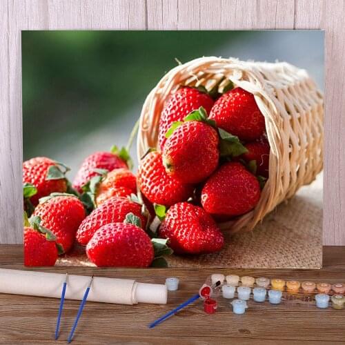 Fruit Strawberry Painting By Numbers Package Oil Paints 40*50 Canvas Pictures Home Decor For Kids Art