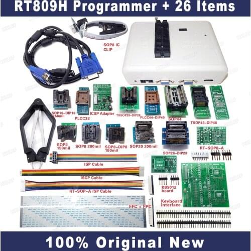 Best seller RT809H Unversal Programmer + 26 Items Support NOR/NAND/EMMC/EC/MCU/ISP Auto Identification Fast Reading&Writting