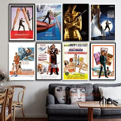 Retro 007 Movie Actor Canvas Painting Posters And Prints Pictures On The Wall Vintage Decoration Home Decor Cuadro Decorativo