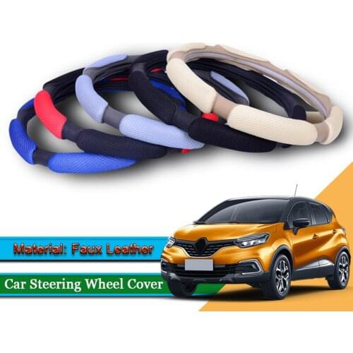 Car Styling Leather Car Steering Wheel Cover Car Steering-wheel Hubs Interior Automobiles Accessory For Renault Captur 2014-2020