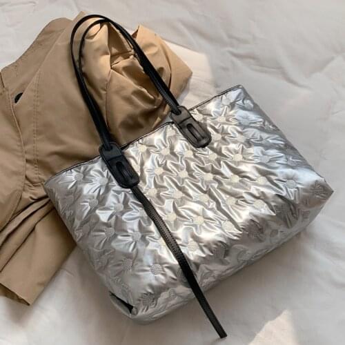 Casual Down Cotton Women Shoulder Bags Large Capacity Totes Waterproof Nylon Female Handbags Space Pad Cotton Feather Bag 2020