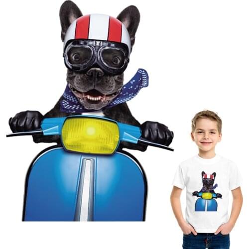 Racing Dog Parches Thermal Transfer Diy T-Shirt Dresses Hot Tear New Design Patch For Clothes Cartoon Dog Pattern Iron On Patch