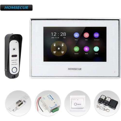 HOMSECUR 7" Video&Audio Smart Doorbell with One Button Unlock for Home Security BC051HD-S+BM718HD-W