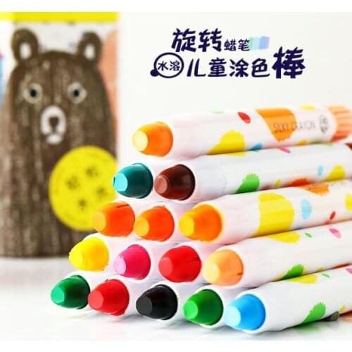 Rotating Crayons For Kids Safe Stationary Washable Colorful Sticks 12 colors Drawing Set Oil Painting Marker