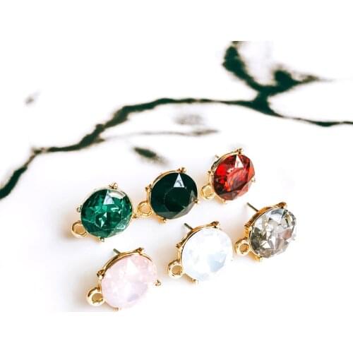 ZEROUP Rhinestone Crystal KC Gold Plated Stud Earrings 6 Colors Ear Accessories Jewelry Component Diy Material Handmade 6pcs